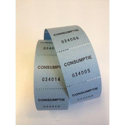 Consumptiebonnen op rol blauw 500 rol