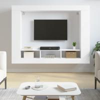 Tv-meubel 152x22x113 cm bewerkt hout wit - thumbnail