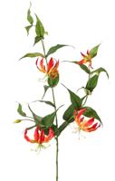 Lelie gloriosa Klimlelie XL 3x vertakt met 5 bloemen 3 knoppen & 23 bladeren 120 cm kunstbloem Top Art - Top art - thumbnail