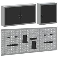 VidaXL Gereedschapskast set met plank 5 pcs zwart gepoedercoat staal - thumbnail
