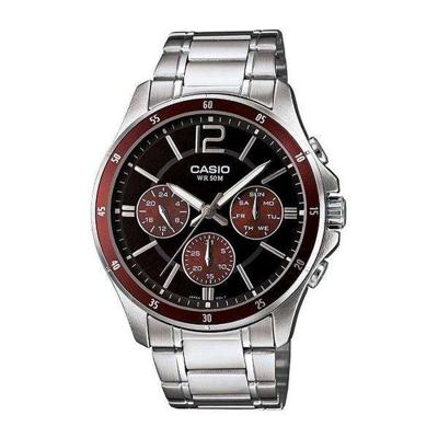Casio MULTIFUNCTION CALENDAR - BLACK & BORDEAUX (Ø 43,5 mm) Heren horloge