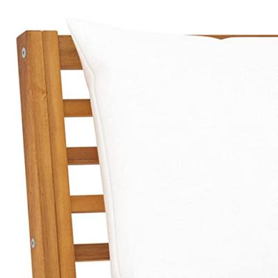 Tuinbank met crmekleurig kussen 114,5 cm massief acaciahout - thumbnail