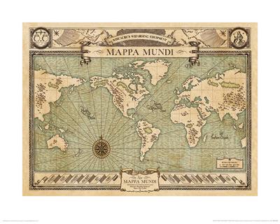 Kunstdruk Fantastic Beasts - Mappa Mundi 50x40cm Kunstdruk Fantastic Beasts - Mappa Mundi 50x40cm