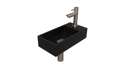 INK Versus Fonteinset - 36x18x9cm - wasbak links - 1 kraangat - Quartz zwart/brushed nickel 1805179