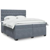 Boxspring met matras fluweel donkergrijs 200x200 cm - thumbnail