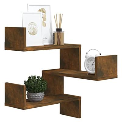 Hoekwandschap 40x40x50 cm bewerkt hout gerookt eikenkleurig - thumbnail