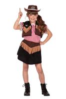 Cowboy kostuum meisje bruin/zwart - thumbnail
