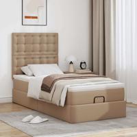 Ottomaanse bed met matras 90x200cm kunstleer cappuccinokleurig - thumbnail