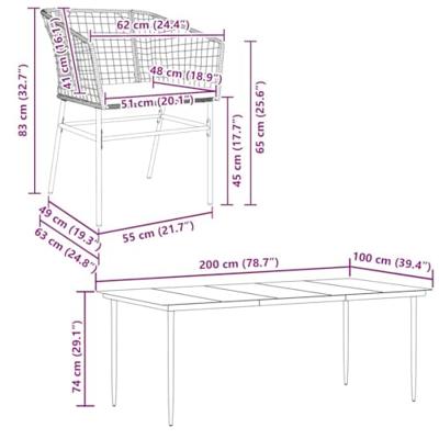 9-delige Tuinset met kussens poly rattan glas zwart