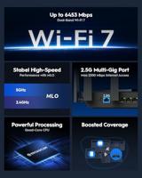 Cudy BE6500 WiFi 7 Router Dual Band Gaming Router, 2.5G WAN-poort, 6500Mbps, VPN-client en server, Cudy APP Control, Broadcom 2 GHz Quad-Core CPU, WR6500H - thumbnail