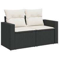 11-delige Loungeset met kussens poly rattan zwart - thumbnail
