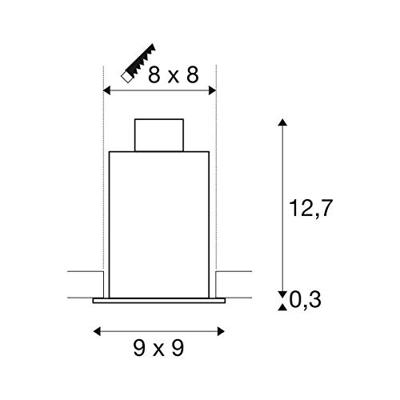 SLV InbouwspotKadux 1 GU10 Square 9cm zwart - 115510