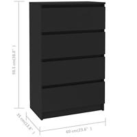 Dressoir 60x35x98,5 cm spaanplaat zwart - thumbnail