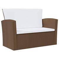 8-delige Loungeset met kussens poly rattan bruin - thumbnail