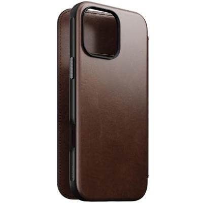 Nomad Modern Horween lederen folio iPhone 16 Pro Max - Rustic Brown Nomad Modern Horween lederen folio iPhone 16 Pro Max - Rustic Brown