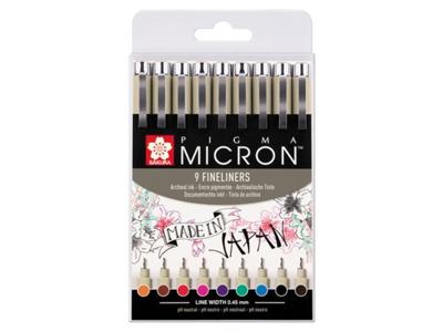 Sakura pigma micron 05 etui met 9 kleuren