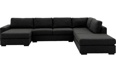 Goossens Bank Lucca antraciet, stof, 2,5-zits, stijlvol landelijk met ligelement rechts Goossens Bank Lucca antraciet, stof, 2,5-zits, stijlvol landelijk met ligelement rechts