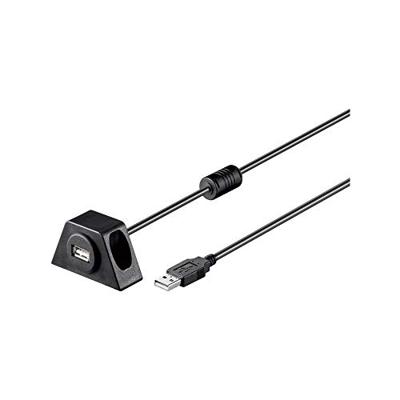 Goobay 93351 USB-verlenging incl. houder voor MP3 autoradio, USB 2.0 type A verlengkabel, 480 Mbits USB-kabel, zwart, 2 meter