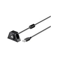 Goobay 93351 USB-verlenging incl. houder voor MP3 autoradio, USB 2.0 type A verlengkabel, 480 Mbits USB-kabel, zwart, 2 meter - thumbnail