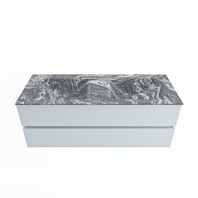 MONDIAZ VICA-DLUX 130cm badmeubel onderkast Clay 2 lades. Inbouw wastafel CLOUD dubbel zonder kraangat, kleur Lava.