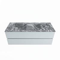 MONDIAZ VICA-DLUX 130cm badmeubel onderkast Clay 2 lades. Inbouw wastafel CLOUD dubbel zonder kraangat, kleur Lava. - thumbnail