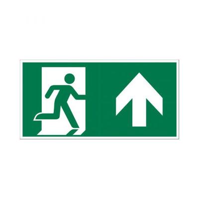 Bord Nooduitgang rechtdoor/naar boven - 150x300 mm.
