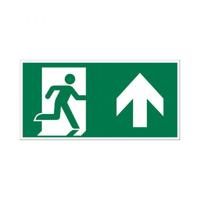 Bord Nooduitgang rechtdoor/naar boven - 150x300 mm. - thumbnail