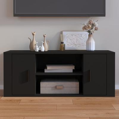 Tv-meubel 100x35x40 cm bewerkt hout zwart Tv-meubel 100x35x40 cm bewerkt hout zwart