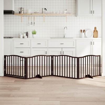 Hondenhek inklapbaar 4 panelen 320cm populierenhout bruin eiken