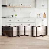 Hondenhek inklapbaar 4 panelen 320cm populierenhout bruin eiken - thumbnail