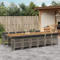 13-delige Tuinset met kussens poly rattan grijs - thumbnail