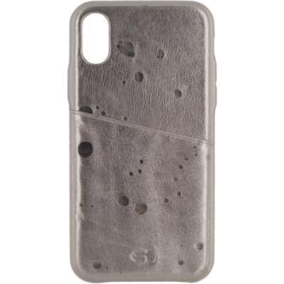 Senza Glam Leather Cover with Card Slot Apple iPhone X/Xs Metallic Grey