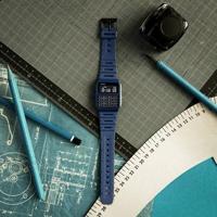 Horloge Uniseks Casio CALCULATOR Blauw Zwart (Ø 35 mm) - thumbnail