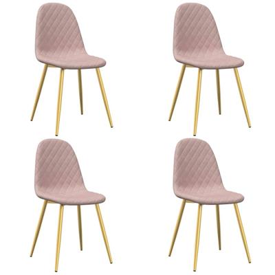 Eetkamerstoelen 4 st fluweel roze Eetkamerstoelen 4 st fluweel roze