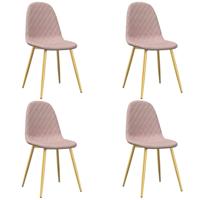 Eetkamerstoelen 4 st fluweel roze - thumbnail