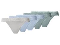 esmara Set van 5 dames strings (groen/blauw/grijs, M (40/42)) - thumbnail