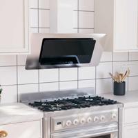 VidaXL Wandafzuigkap 90 cm roestvrij staal gehard glas zilverkleurig - thumbnail