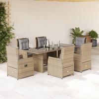 7-delige Tuinset met kussens poly rattan beige - thumbnail