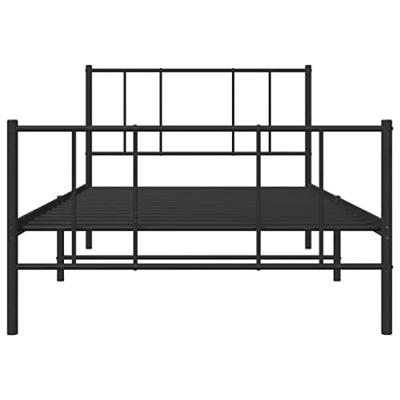 Bedframe met hoofd- en voeteneinde metaal zwart 75x190 cm