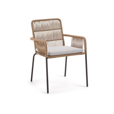 Kave Home - Samanta stoel in beige touw en gegalvaniseerde stalen