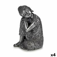 Decoratieve figuren Boeddha Zittend Zilverkleurig 20 x 30 x 20 cm (4 Stuks) - thumbnail