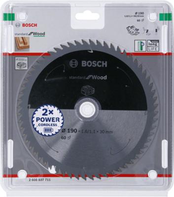 Bosch Accessories 2608837711 2608837711 Hardmetaal-cirkelzaagblad 190 x 30 mm Aantal tanden: 60 1 stuk(s)