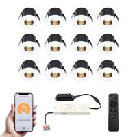 Set van 12 Betty Smart LED Mini Inbouwspots - Veranda spots - 12V 3W 140lm - Dimbaar - Wifi & Bluetooth - 2700K - IP44 waterdicht - Wit - thumbnail