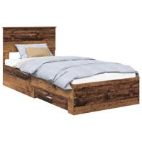 Bedframe met hoofdeinde Oudhout 90 x 190 cm Bewerkt hout - thumbnail