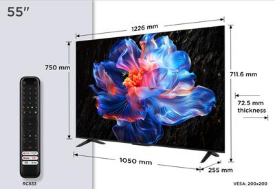 TCL 55-inch P6K LED 4K UHD HDR Smart TV |Google TV, 60Hz, HDR 10, AiPQ-processor, Dolby Audio, MEMC, HDMI 2.1, Bluetooth 5.2, WiFi 5, randloos ontwerp, (55P6K - 2025 model)