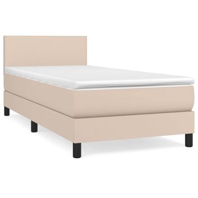 Boxspring met matras kunstleer cappuccinokleurig 90x200 cm