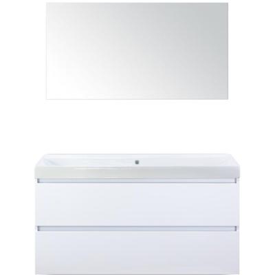 Maxx XL Badmeubelset 120 cm - Wit Hoogglans - Wastafel Just Enkel Zonder Kraangat met Spiegel