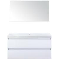 Maxx XL Badmeubelset 120 cm - Wit Hoogglans - Wastafel Just Enkel Zonder Kraangat met Spiegel - thumbnail