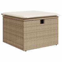 8-delige Loungeset met kussens poly rattan beige - thumbnail