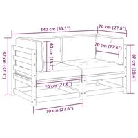 2-delige Loungeset met kussens massief grenenhout wasbruin - thumbnail